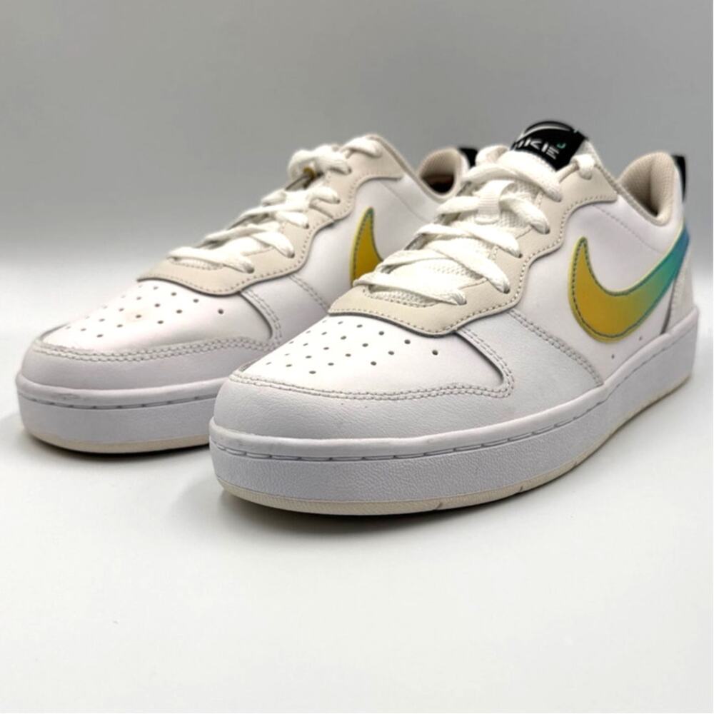 Nike Court Borough Low 2 Y7 WMS8.5 Yellow Gradient Swoosh White Zebra FJ7692-191